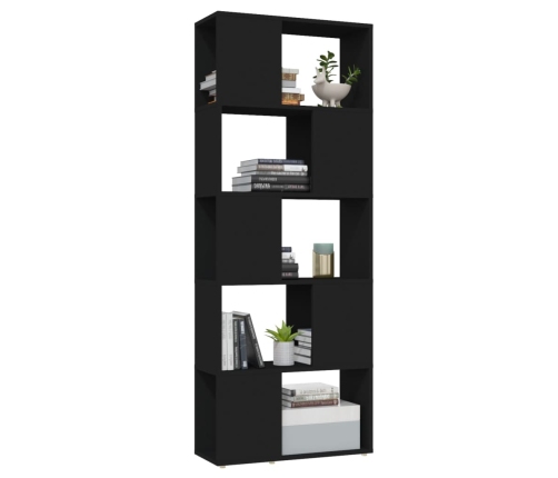 Librería separador madera contrachapada negro 60x24x155 cm