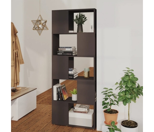 vidaXL Librería separador madera contrachapada gris 60x24x155 cm