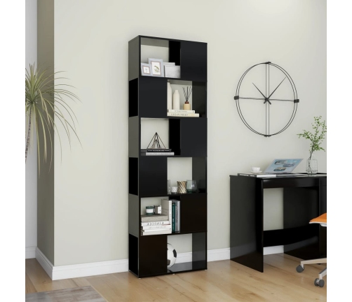 Librería separador madera contrachapada negro 60x24x186 cm