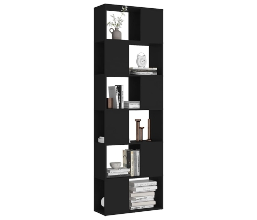 Librería separador madera contrachapada negro 60x24x186 cm