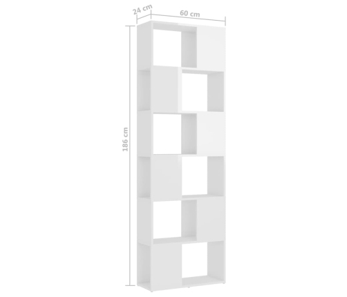 Estantería/divisor de espacios blanco brillo 60x24x186 cm