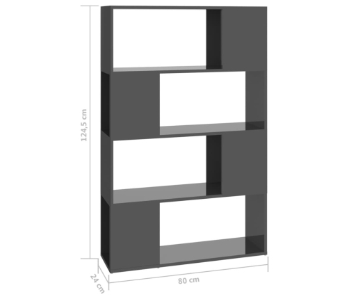 vidaXL Estantería/divisor de espacios gris brillo 80x24x124,5 cm