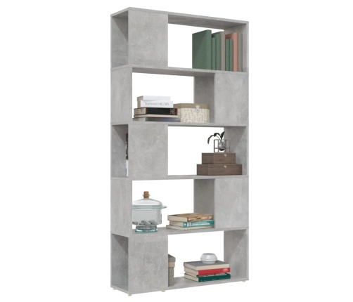 Librería separador contrachapada gris hormigón 80x24x155 cm