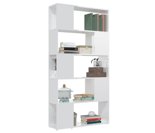 vidaXL Librería separador contrachapada blanco brillante 80x24x155 cm