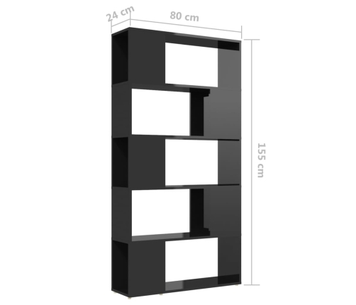 Estantería/divisor espacio contrachapada negro 80x24x155 cm