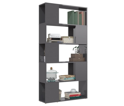 Librería separador madera contrachapada gris brillo 80x24x155cm