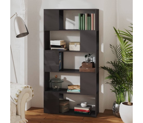 Librería separador madera contrachapada gris brillo 80x24x155cm