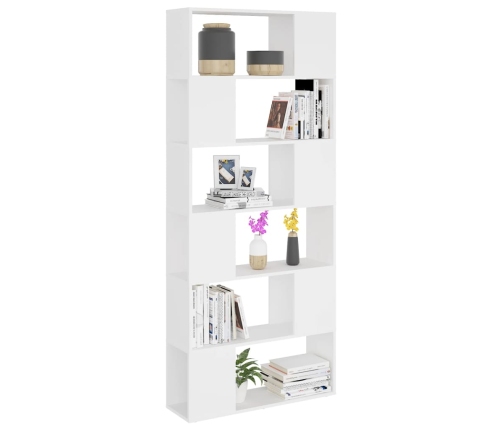 Librería separador madera contrachapada blanco 80x24x186 cm