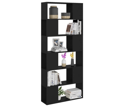 Librería separador madera contrachapada negro 80x24x186 cm