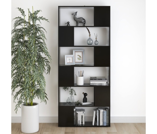 Librería separador madera contrachapada negro 80x24x186 cm