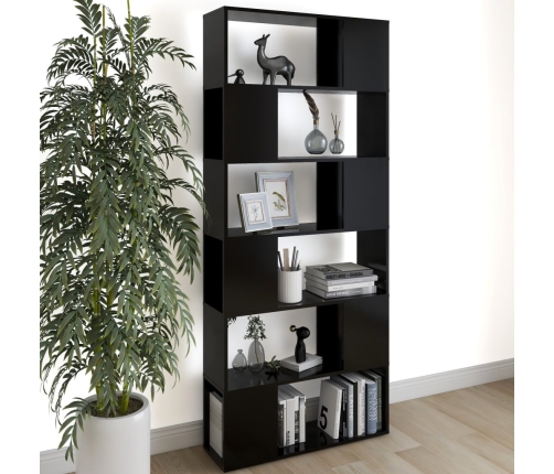 Librería separador madera contrachapada negro 80x24x186 cm