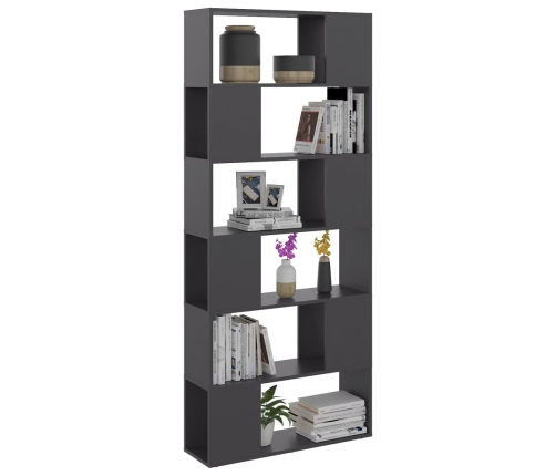 vidaXL Librería separador madera contrachapada gris 80x24x186 cm