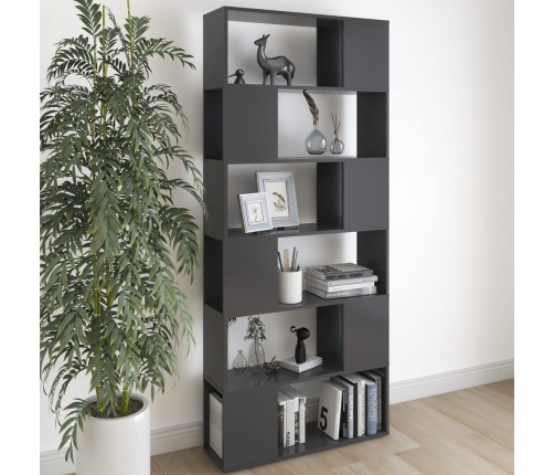 vidaXL Librería separador madera contrachapada gris 80x24x186 cm