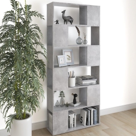 Librería separador contrachapada gris hormigón 80x24x186 cm