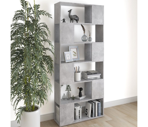 vidaXL Librería separador contrachapada gris hormigón 80x24x186 cm