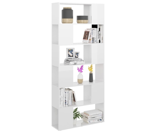 Librería separador contrachapada blanco brillante 80x24x186 cm