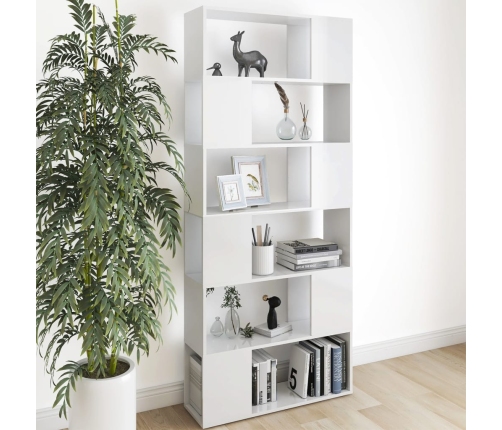 Librería separador contrachapada blanco brillante 80x24x186 cm