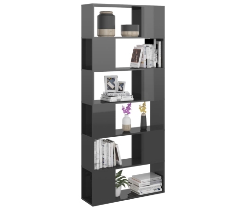 Librería separador madera contrachapada gris brillo 80x24x186cm