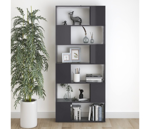 Librería separador madera contrachapada gris brillo 80x24x186cm