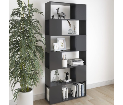 Librería separador madera contrachapada gris brillo 80x24x186cm