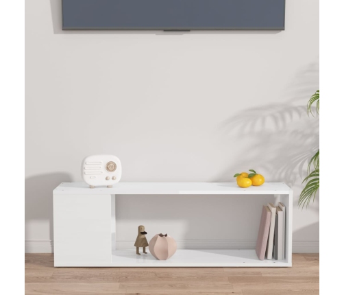 Mueble para TV madera contrachapada blanco brillo 100x24x32 cm