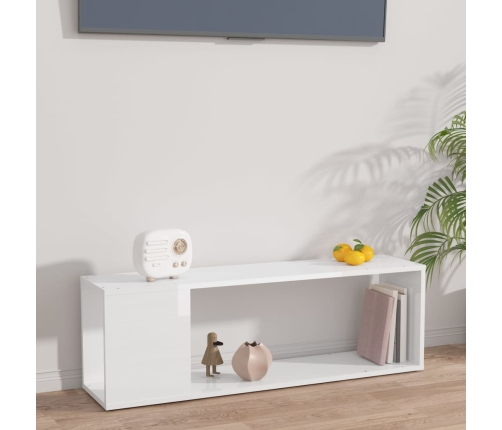 Mueble para TV madera contrachapada blanco brillo 100x24x32 cm