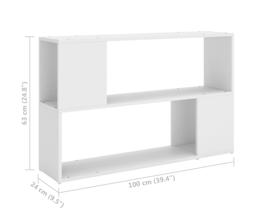 Estantería librería madera contrachapada blanco 100x24x63 cm