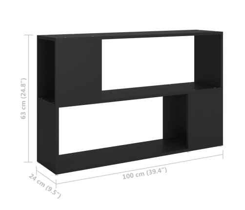 Librería de madera contrachapada negro 100x24x63 cm