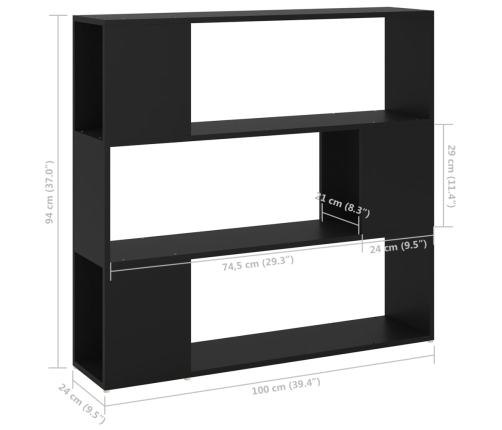 Estantería/divisor de espacios negro 100x24x94 cm