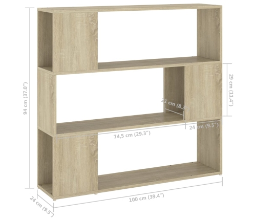 Estantería divisor de espacios color roble Sonoma 100x24x94 cm