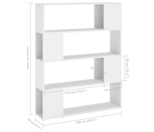 Estantería/divisor de espacios blanco 100x24x124 cm