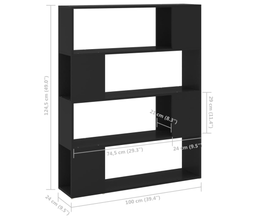 vidaXL Estantería/divisor de espacios negro 100x24x124 cm