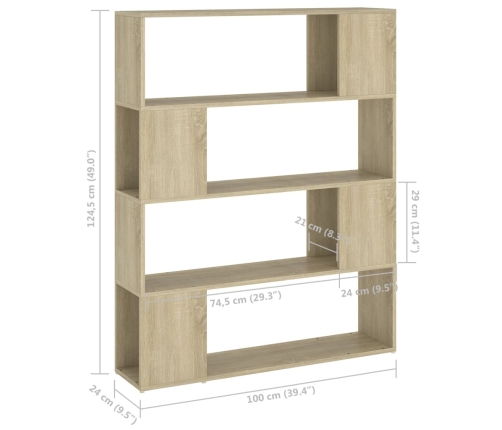 Estantería/divisor de espacios roble Sonoma 100x24x124 cm