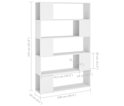 vidaXL Estantería divisor espacios madera contrachapada 100x24x155 cm