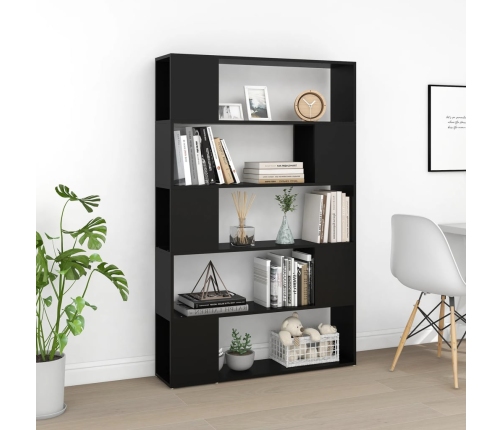 Librería separador madera contrachapada negro 100x24x155 cm