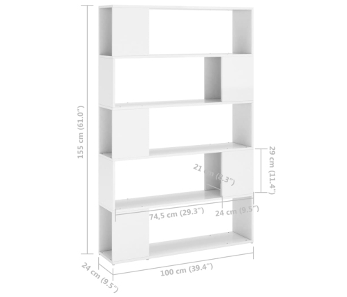 Librería separador madera de ingeniería blanco brillo