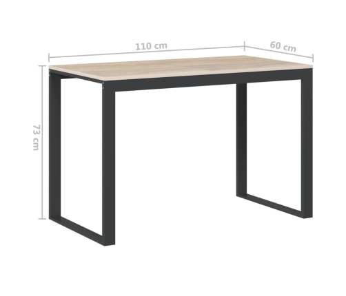 Escritorio de madera de ingeniería negro y roble 110x60x73 cm