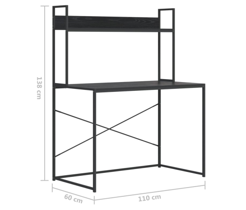 Escritorio de ordenador madera de ingeniería negro 110x60x138cm