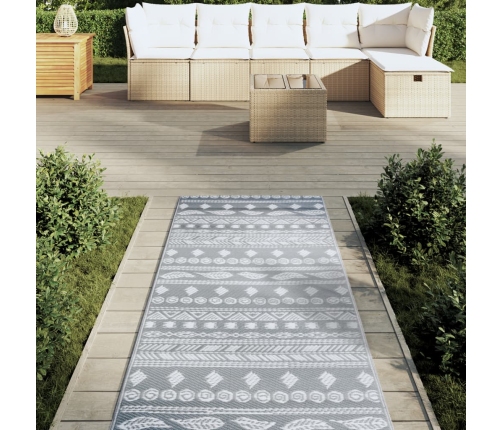 Alfombra de exterior PP gris 80x250 cm