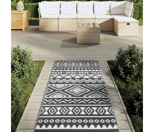 Alfombra de exterior PP ARAKIL negro 80x250 cm