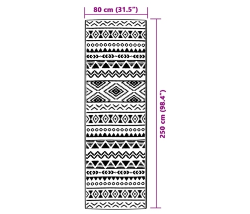 Alfombra de exterior PP ARAKIL negro 80x250 cm