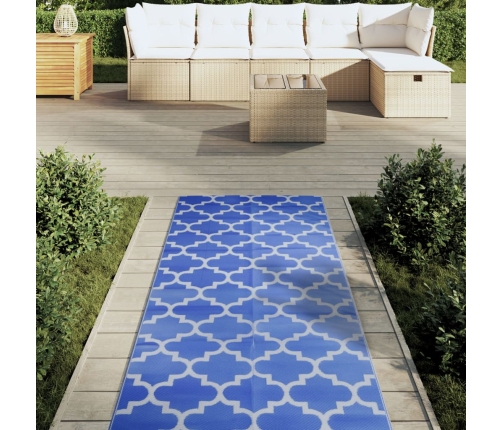 Alfombra de exterior PP azul 80x250 cm