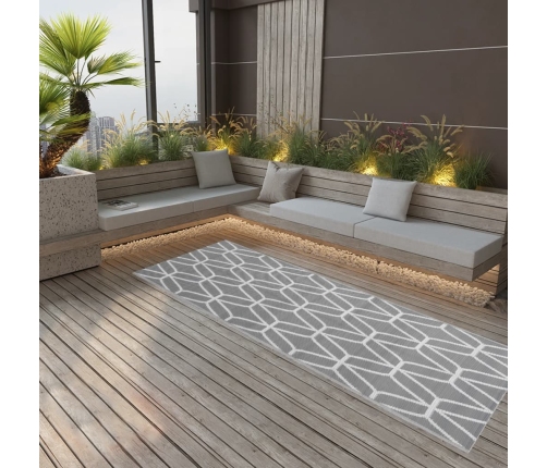 Alfombra de exterior PP gris 80x250 cm