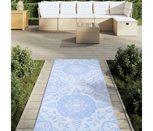 Alfombra de exterior PP ARAKIL azul bebé 80x250 cm