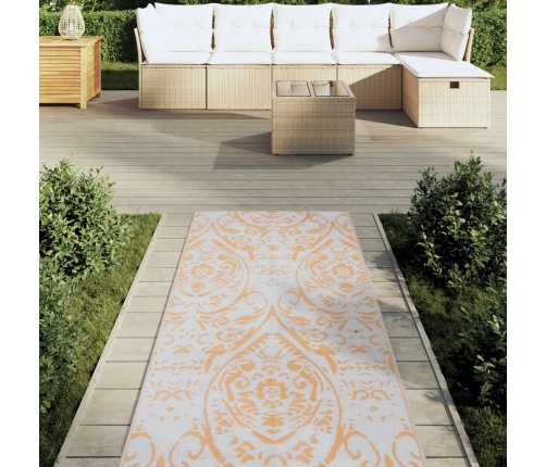 Alfombra de exterior PP naranja y blanco 80x250 cm