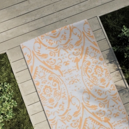 Alfombra de exterior PP naranja y blanco 80x250 cm