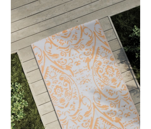 Alfombra de exterior PP naranja y blanco 80x250 cm