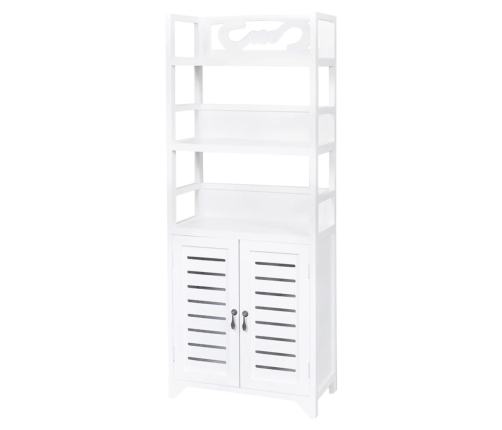 Mueble expositor madera maciza de paulownia blanco 46x24x140 cm