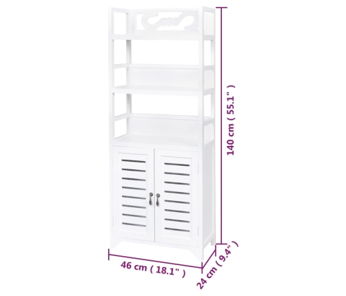 Mueble expositor madera maciza de paulownia blanco 46x24x140 cm