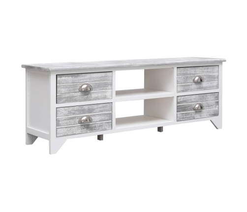 Mueble para TV madera de paulownia blanco y gris 108x30x40 cm